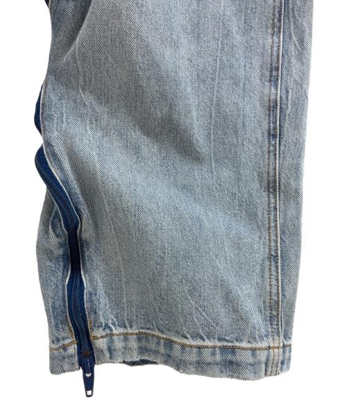 ALEXANDER WANG（アレキサンダー・ワン）ALEXANDER WANG (アレキサンダー・ワン) Mesh Curved Zipper Pant メッシュパネル ジーンズ 4DC3254882 スカイブルー サイズ:26の古着・服飾アイテム