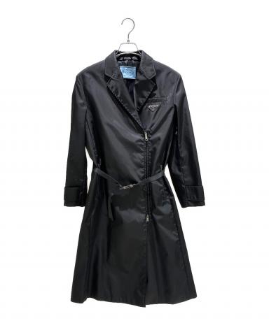 中古・古着通販】PRADA (プラダ) ナイロンジップロングコート ブラック