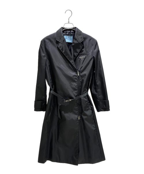 PRADA（プラダ）PRADA (プラダ) ナイロンジップロングコート ブラック サイズ:40の古着・服飾アイテム