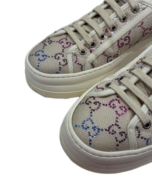 GUCCI（グッチ）GUCCI (グッチ) GG-embellished lace-up sneakers/GG装飾 レースアップスニーカー アイボリー サイズ:38の古着・服飾アイテム