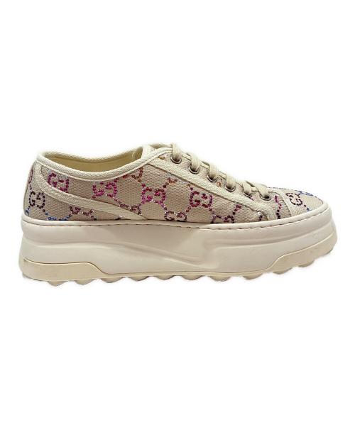 GUCCI（グッチ）GUCCI (グッチ) GG-embellished lace-up sneakers/GG装飾 レースアップスニーカー アイボリー サイズ:38の古着・服飾アイテム