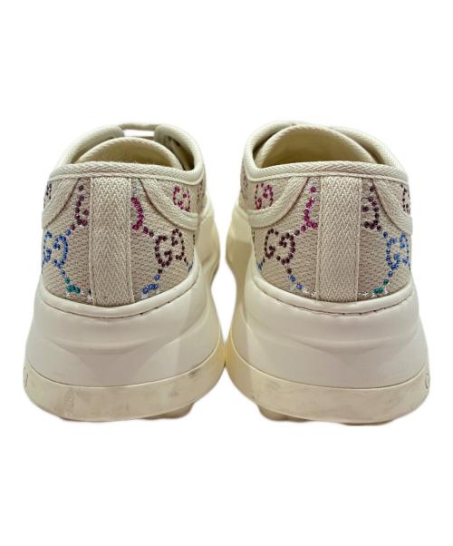 GUCCI（グッチ）GUCCI (グッチ) GG-embellished lace-up sneakers/GG装飾 レースアップスニーカー アイボリー サイズ:38の古着・服飾アイテム