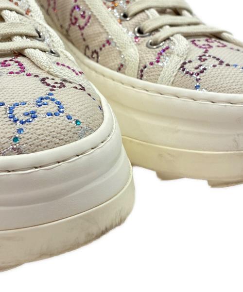 GUCCI（グッチ）GUCCI (グッチ) GG-embellished lace-up sneakers/GG装飾 レースアップスニーカー アイボリー サイズ:38の古着・服飾アイテム