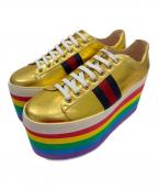 GUCCIグッチ）の古着「Wmns Peggy Platform/シェリーライン 厚底 レザー スニーカー」｜レインボー