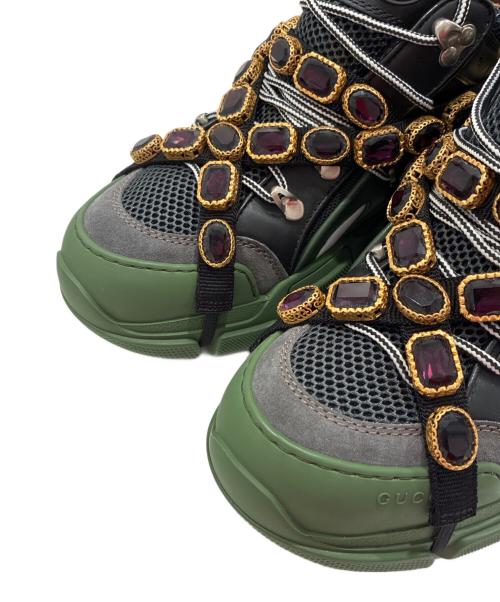 GUCCI（グッチ）GUCCI (グッチ) Gucci Flashtrek 'Green Crystals'/グッチ フラッシュトレック グリーン クリスタルズ グリーン×ブラック サイズ:9 未使用品の古着・服飾アイテム