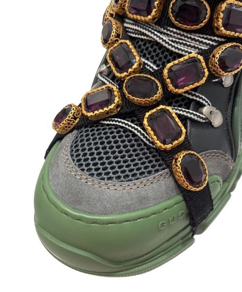 GUCCI（グッチ）GUCCI (グッチ) Gucci Flashtrek 'Green Crystals'/グッチ フラッシュトレック グリーン クリスタルズ グリーン×ブラック サイズ:9 未使用品の古着・服飾アイテム