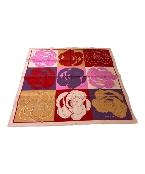 CHANEL（シャネル）CHANEL (シャネル) カメリアシルクスカーフ パープル×ピンク サイズ:56×56の古着・服飾アイテム