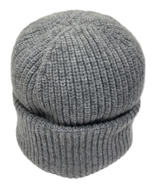 CELINE（セリーヌ）CELINE (セリーヌ) カシミヤ混ウール ロゴ リブ ニットキャップ グレー サイズ:ワンサイズ/フリーサイズの古着・服飾アイテム