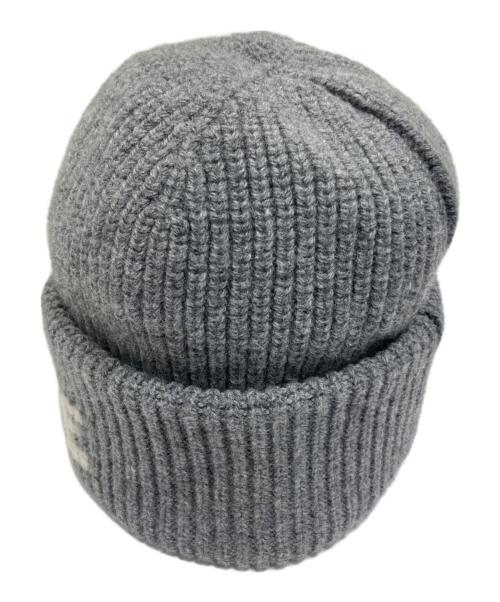 CELINE（セリーヌ）CELINE (セリーヌ) カシミヤ混ウール ロゴ リブ ニットキャップ グレー サイズ:ワンサイズ/フリーサイズの古着・服飾アイテム