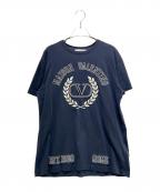 VALENTINOヴァレンティノ）の古着「Laurel Embroidery Logo T-shirt/ローレルエンブイダリーTシャツ/1B3MG19G7GRNB4」｜ネイビー
