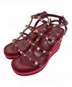 VALENTINO GARAVANIヴァレンティノ・ガラヴァーニ）の古着「スタッヅウェッジソールサンダル」｜レッド×ピンク