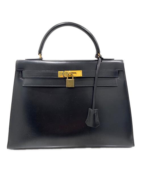 HERMES（エルメス）HERMES (エルメス) ケリー32外縫い/ボックスカーフ/ゴールド金具/〇O刻印/Kelly32 Sellier ブラック×ゴールド サイズ:32の古着・服飾アイテム