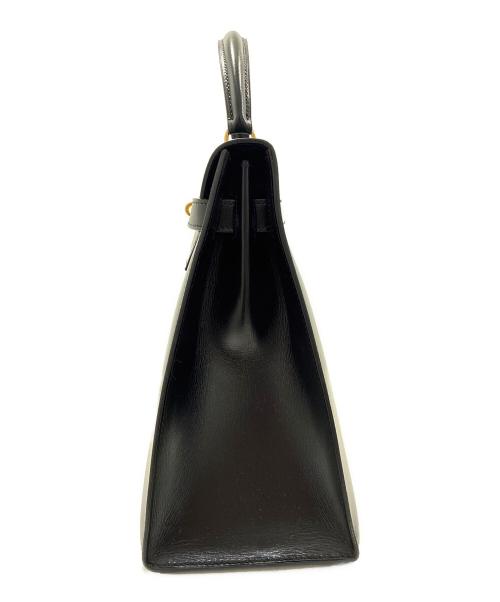 HERMES（エルメス）HERMES (エルメス) ケリー32外縫い/ボックスカーフ/ゴールド金具/〇O刻印/Kelly32 Sellier ブラック×ゴールド サイズ:32の古着・服飾アイテム