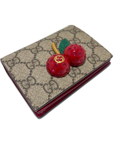GUCCI（グッチ）GUCCI (グッチ) GGスプリーム チェリー コンパクトウォレット ベージュの古着・服飾アイテム