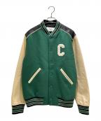 CELINEセリーヌ）の古着「Classic Wool Teddy Jacket クラシック テディジャケット 2V56D896C」｜グリーン×アイボリー