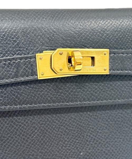 HERMES（エルメス）HERMES (エルメス) Kelly Long Wallet with Dépliant Flap ケリーウォレット ロング ディプライアント/ヴォーエプソン/ノワール/ゴールド金具/□L刻印:2008年製 ブラックの古着・服飾アイテム