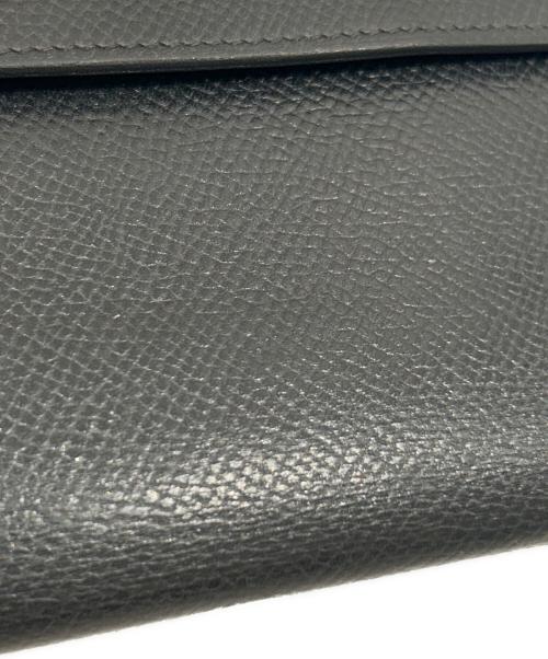 HERMES（エルメス）HERMES (エルメス) Kelly Long Wallet with Dépliant Flap ケリーウォレット ロング ディプライアント/ヴォーエプソン/ノワール/ゴールド金具/□L刻印:2008年製 ブラックの古着・服飾アイテム