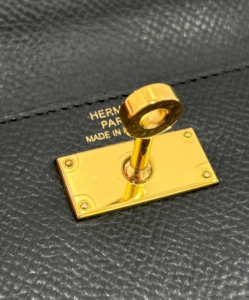 HERMES（エルメス）HERMES (エルメス) Kelly Long Wallet with Dépliant Flap ケリーウォレット ロング ディプライアント/ヴォーエプソン/ノワール/ゴールド金具/□L刻印:2008年製 ブラックの古着・服飾アイテム