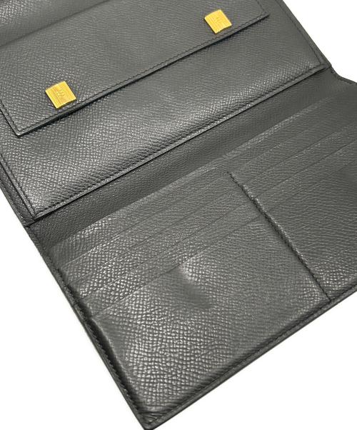 HERMES（エルメス）HERMES (エルメス) Kelly Long Wallet with Dépliant Flap ケリーウォレット ロング ディプライアント/ヴォーエプソン/ノワール/ゴールド金具/□L刻印:2008年製 ブラックの古着・服飾アイテム