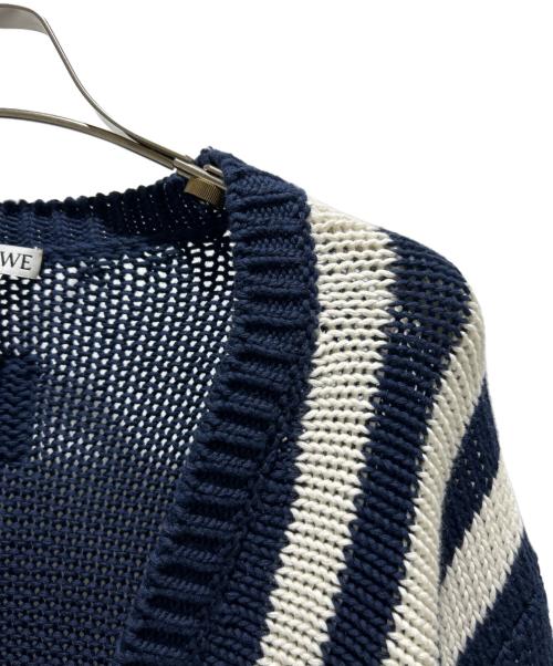 LOEWE（ロエベ）LOEWE (ロエベ) Striped V-Neck Cardigan/ストライプ Vネック カーディガン/H526Y16K90 ブルー サイズ:Mの古着・服飾アイテム