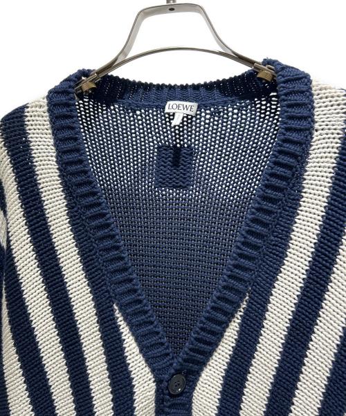 LOEWE（ロエベ）LOEWE (ロエベ) Striped V-Neck Cardigan/ストライプ Vネック カーディガン/H526Y16K90 ブルー サイズ:Mの古着・服飾アイテム