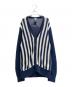 LOEWE（ロエベ）の古着「Striped V-Neck Cardigan/ストライプ Vネック カーディガン/H526Y16K90」｜ブルー