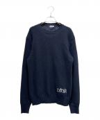 DIOR HOMMEディオール オム）の古着「ジュディブレイムロゴ刺繍ニットプルオーバー/013M602BT213」｜ネイビー
