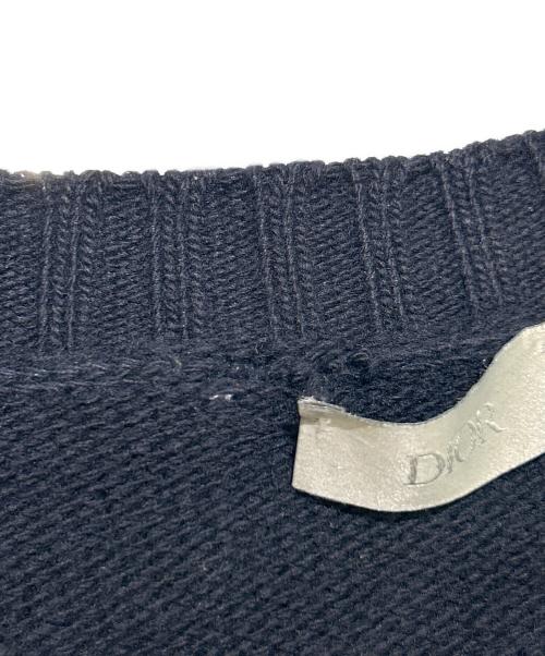 DIOR HOMME（ディオール オム）DIOR HOMME (ディオール オム) ジュディブレイムロゴ刺繍ニットプルオーバー/013M602BT213 ネイビー サイズ:XSの古着・服飾アイテム