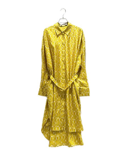 Christian Dior（クリスチャン ディオール）Christian Dior (クリスチャン ディオール) All-Over Printed Belted Dress/総柄 ベルト付きドレス/521R45A6981 イエロー サイズ:40の古着・服飾アイテム