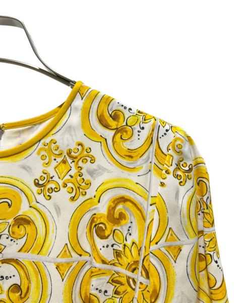 DOLCE & GABBANA（ドルチェ＆ガッバーナ）DOLCE & GABBANA (ドルチェ＆ガッバーナ) Silk All Over Print Short Sleeve Dress/シルク総柄半袖カットソーワンピース/F6ADST イエロー サイズ:42の古着・服飾アイテム