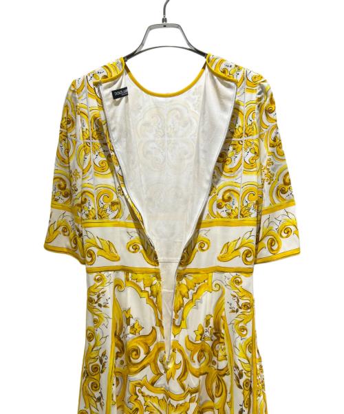 DOLCE & GABBANA（ドルチェ＆ガッバーナ）DOLCE & GABBANA (ドルチェ＆ガッバーナ) Silk All Over Print Short Sleeve Dress/シルク総柄半袖カットソーワンピース/F6ADST イエロー サイズ:42の古着・服飾アイテム