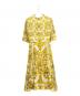 DOLCE & GABBANA (ドルチェ＆ガッバーナ) Silk All Over Print Short Sleeve Dress/シルク総柄半袖カットソーワンピース/F6ADST イエロー サイズ:42：150000円