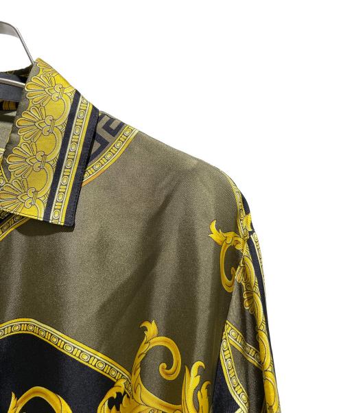 VERSACE（ヴェルサーチェ）VERSACE (ヴェルサーチェ) Baroque Pattern Silk Dress/バロック柄シルクワンピース/1016413 1A11528 ブラック×イエロー サイズ:38の古着・服飾アイテム