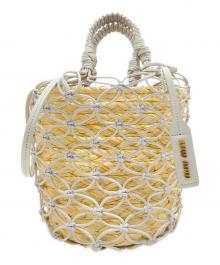 MIU MIU（ミュウミュウ）の古着「21SS 2WAY Woven Bucket Bag 2WAYウーブンバケットバッグ 5BE062」｜ベージュ