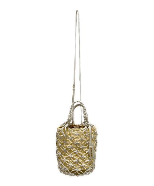 MIU MIU（ミュウミュウ）MIU MIU (ミュウミュウ) 21SS 2WAY Woven Bucket Bag 2WAYウーブンバケットバッグ 5BE062 ベージュの古着・服飾アイテム