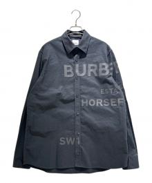 BURBERRY（バーバリー）の古着「Horseferry Print Shirt ホースフェリー フロントロゴプリントシャツ/8029347 」｜ブラック
