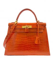 HERMES（エルメス）の古着「Kelly 28 Sellier/ケリー28 外縫い/ゴールド金具/ポロサスリセ/オレンジ系/〇X刻印：1994年製」｜オレンジ系/ゴールド金具