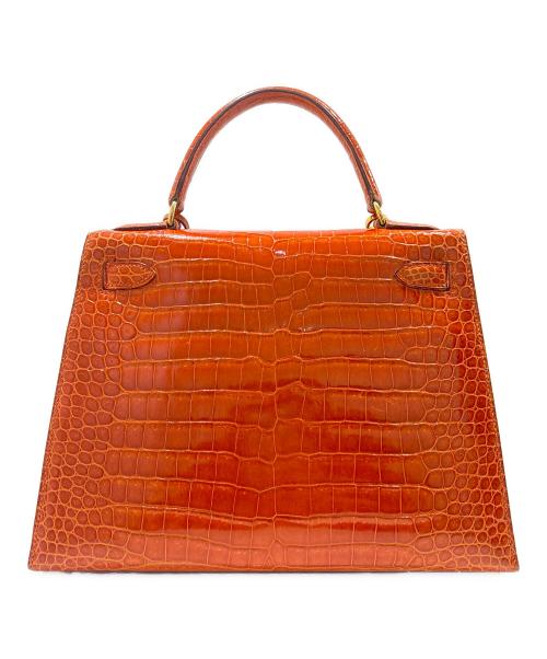 HERMES（エルメス）HERMES (エルメス) Kelly 28 Sellier/ケリー28 外縫い/ゴールド金具/ポロサスリセ/オレンジ系/〇X刻印：1994年製 オレンジ系/ゴールド金具 サイズ:28の古着・服飾アイテム