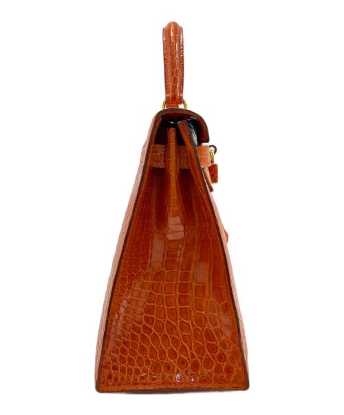 HERMES（エルメス）HERMES (エルメス) Kelly 28 Sellier/ケリー28 外縫い/ゴールド金具/ポロサスリセ/オレンジ系/〇X刻印：1994年製 オレンジ系/ゴールド金具 サイズ:28の古着・服飾アイテム