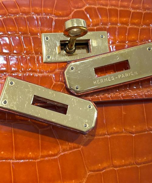 HERMES（エルメス）HERMES (エルメス) Kelly 28 Sellier/ケリー28 外縫い/ゴールド金具/ポロサスリセ/オレンジ系/〇X刻印：1994年製 オレンジ系/ゴールド金具 サイズ:28の古着・服飾アイテム