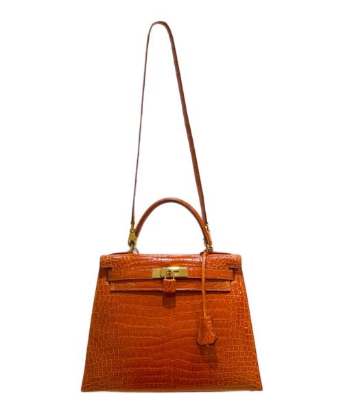 HERMES（エルメス）HERMES (エルメス) Kelly 28 Sellier/ケリー28 外縫い/ゴールド金具/ポロサスリセ/オレンジ系/〇X刻印：1994年製 オレンジ系/ゴールド金具 サイズ:28の古着・服飾アイテム