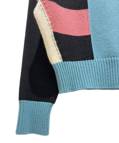 HERMES（エルメス）HERMES (エルメス) Cashmere Knit Sweater/カシミヤニットセーター/4H2637DK ブルー×ピンク×ブラック サイズ:34の古着・服飾アイテム