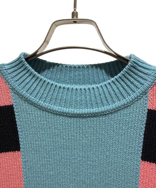 HERMES（エルメス）HERMES (エルメス) Cashmere Knit Sweater/カシミヤニットセーター/4H2637DK ブルー×ピンク×ブラック サイズ:34の古着・服飾アイテム