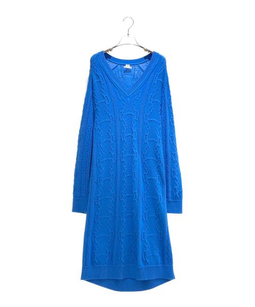 HERMES（エルメス）HERMES (エルメス) V-Neck Knit Dress/Vネックニットワンピース/2H2509D6 ブルー サイズ:34の古着・服飾アイテム