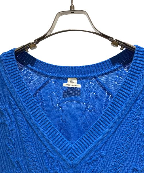 HERMES（エルメス）HERMES (エルメス) V-Neck Knit Dress/Vネックニットワンピース/2H2509D6 ブルー サイズ:34の古着・服飾アイテム