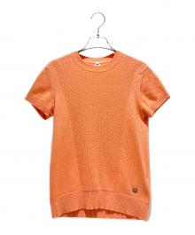 HERMES（エルメス）の古着「Cotton Cashmere Short Sleeve Knit Top/コットン×カシミヤ 半袖ニット/3E2603D1」｜サーモンピンク