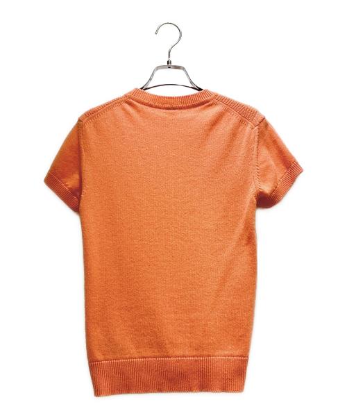 HERMES（エルメス）HERMES (エルメス) Cotton Cashmere Short Sleeve Knit Top/コットン×カシミヤ 半袖ニット/3E2603D1 サーモンピンク サイズ:34の古着・服飾アイテム