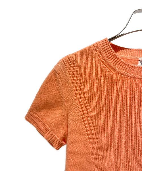 HERMES（エルメス）HERMES (エルメス) Cotton Cashmere Short Sleeve Knit Top/コットン×カシミヤ 半袖ニット/3E2603D1 サーモンピンク サイズ:34の古着・服飾アイテム