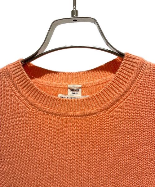 HERMES（エルメス）HERMES (エルメス) Cotton Cashmere Short Sleeve Knit Top/コットン×カシミヤ 半袖ニット/3E2603D1 サーモンピンク サイズ:34の古着・服飾アイテム