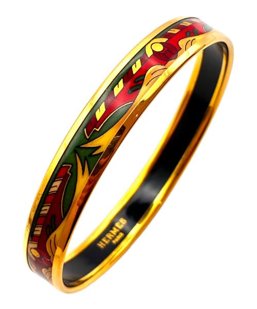 HERMES（エルメス）HERMES (エルメス) Enamel PM Bangle/エマイユPM バングル ゴールド×レッド×グリーン サイズ:PMの古着・服飾アイテム